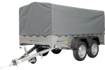 REMORQUE DOUBLE ESSIEUX UNITRAILER 264/2 KIPP AVEC ROUE JOCKEY, ARCEAU ET bâche GRISE