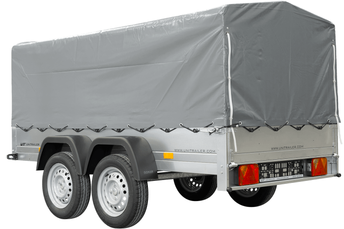REMORQUE DOUBLE ESSIEUX UNITRAILER 264/2 KIPP AVEC ROUE JOCKEY, ARCEAU ET bâche GRISE – Image 11